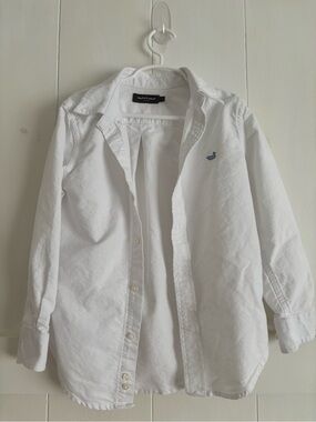 Southern Marsh Kids White Button-Up Shirt with Blue Logo